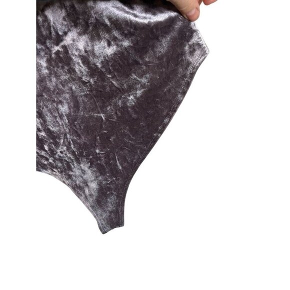 Forever 21 Bodysuit Women L Purple Tank High Cut Velvet Retro Y2K Boho Western - Picture 8 of 10